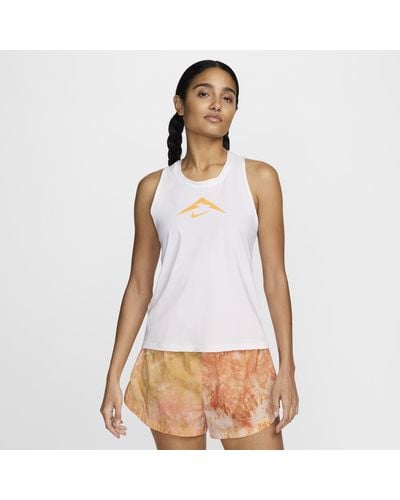 Nike Trail Dri-fit Graphic Running Tank Top Polyester - White
