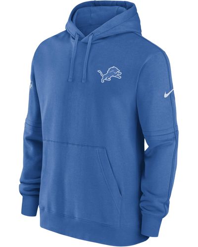 Men's Nike Blue Detroit Lions Sideline Club Fleece Pullover Hoodie