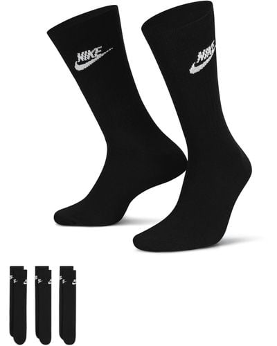 Nike Sportswear Everyday Essential Crew Socks (3 Pairs) 50% Recycled Polyester - Black