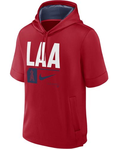 Nike Los Angeles Angels Tri Code Lockup Mlb Short-sleeve Pullover Hoodie - Red