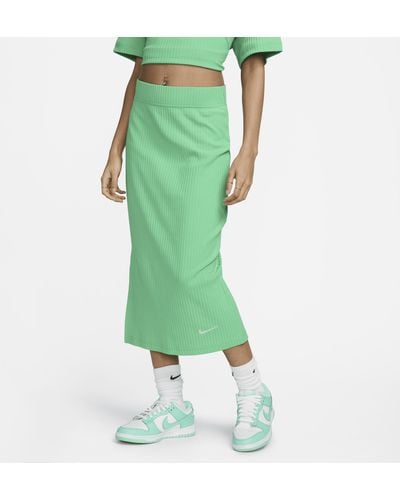 Nike Sportswear High-waisted Ribbed Jersey Skirt - Green