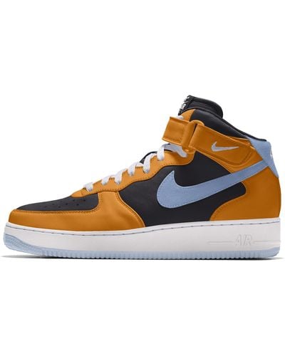 Nike Air Force 1 Mid By You Custom Shoes Leather - Blue