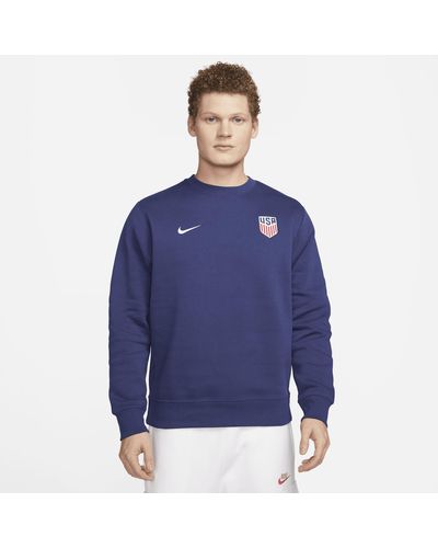 Nike U.s. Club Fleece Crew-neck Sweatshirt - Blue