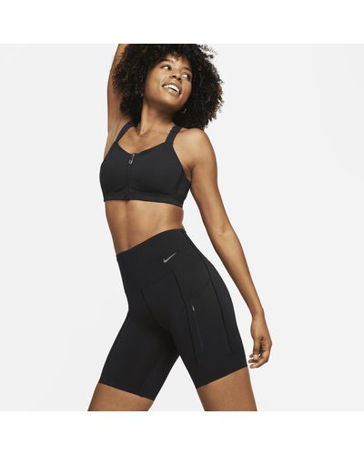 Nike Go Firm-support High-waisted 20cm (approx.) Biker Shorts With Pockets Nylon - Black