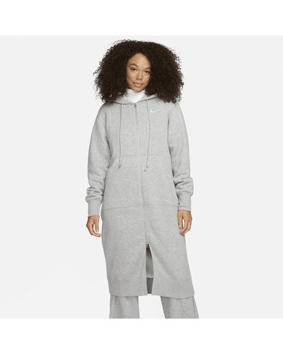 Nike Sportswear Phoenix Fleece Oversized Long Full-zip Hoodie - Gray