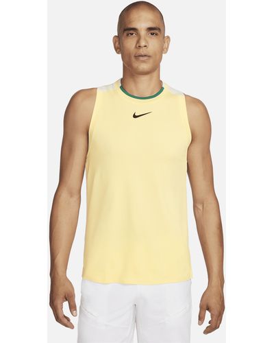 Nike Court Slam Tennis Tank Top 50% Recycled Polyester - Yellow