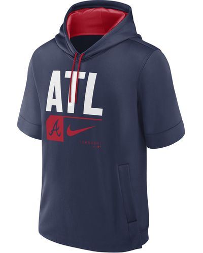 Nike Atlanta Braves Tri Code Lockup Mlb Short-sleeve Pullover Hoodie - Blue