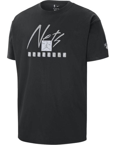 Nike T-shirt brooklyn nets courtside statement edition jordan max90 nba - Nero