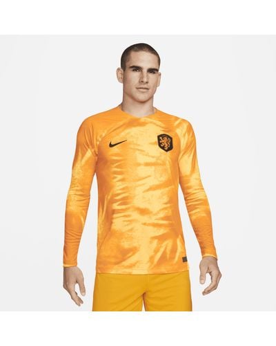Nike Netherlands 2022/23 Stadium Home Dri-fit Long-sleeve Soccer Jersey - Orange