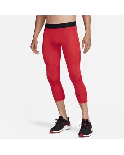 Nike Pro Dri-fit 3/4-length Fitness Tights - Red