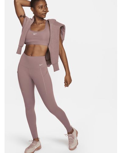Nike Universa Medium-support High-waisted Full-length Leggings With Pockets - Purple