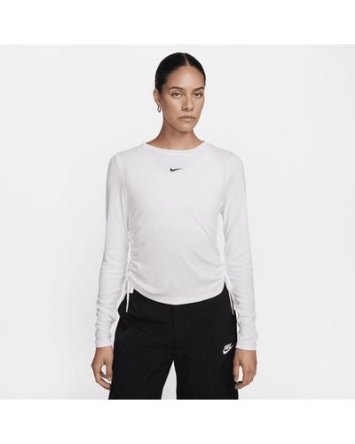 Nike Sportswear Essential Ribbed Long-sleeve Mod Crop Top Polyester - White