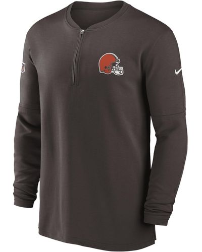 Nike Cleveland Browns Sideline Men's Dri-fit Nfl 1/2-zip Long-sleeve Top - Gray