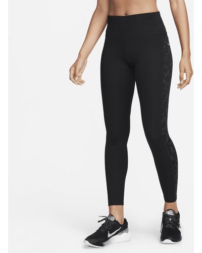 Nike Fast Mid-rise 7/8 Printed leggings With Pockets 50% Recycled Polyester - Black