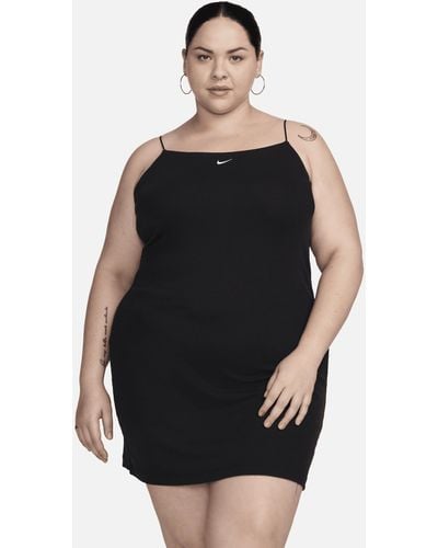 Nike Sportswear Chill Knit Tight Mini-rib Cami Dress (plus Size) - Black