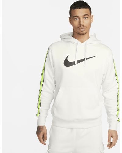 Nike Felpa pullover in fleece con cappuccio sportswear repeat - Bianco