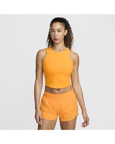 Nike One Fitted Dri-fit Cropped Tank Top - Orange