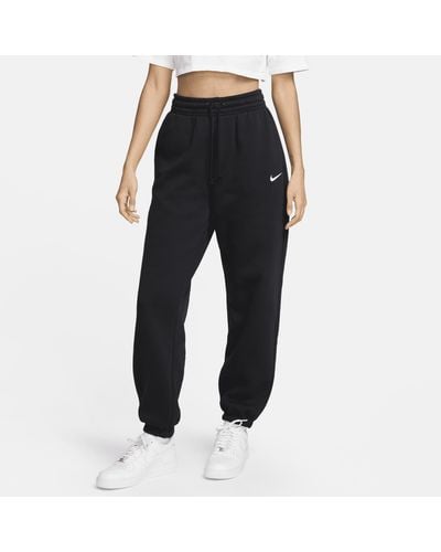 Nike Sportswear Phoenix Fleece High-waisted Oversized Tracksuit Bottoms Polyester - Black