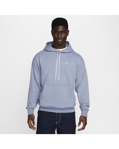 Nike Solo Swoosh French Terry Pullover Hoodie - Blue