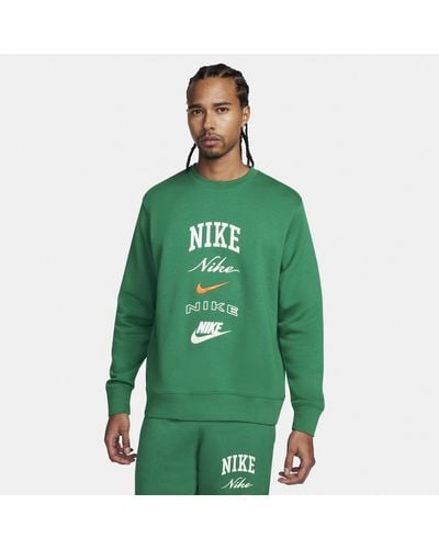 Nike Club Fleece Long-sleeve Crew-neck Sweatshirt Polyester - Green