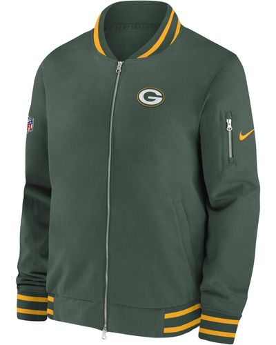 Nike Coach (nfl Bay Packers) Full-zip Bomber Jacket Polyester - Green