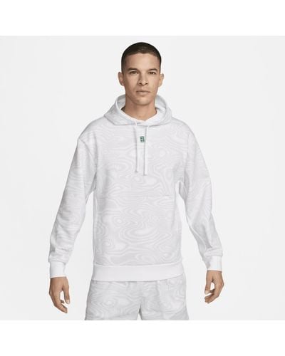 Nike Felpa da tennis in fleece con cappuccio dri-fit court heritage - Bianco