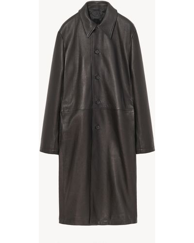 Nili Lotan Abel Leather Coat - Grey