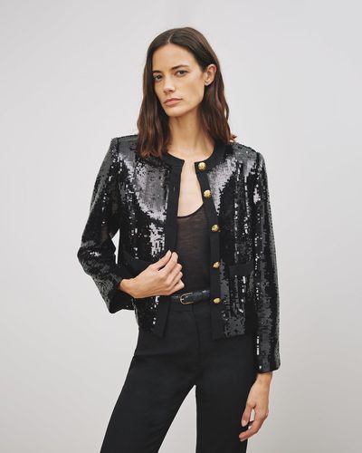 Nili Lotan Sequin-embellished Buttoned-up Jacket - Black