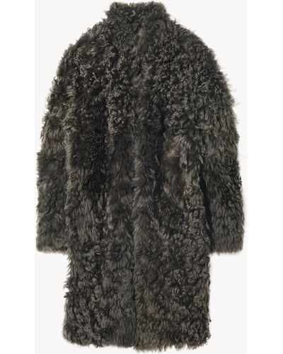 Nili Lotan Roxanne Shawl Collar Fur Coat - Grey