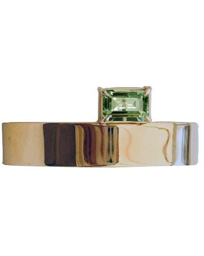 Nili Lotan 18k Gold Cuff With Emerald Cut Prasiolite Thin - Green
