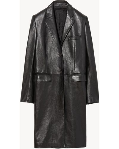 Nili Lotan Glenn Leather Tailored Coat - Grey