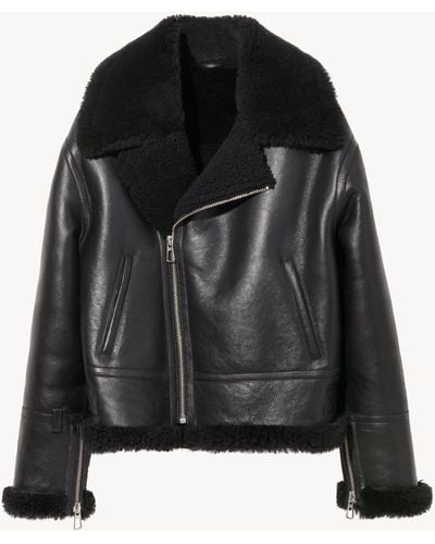 Nili Lotan Barthelemey Leather & Shearling Jacket - Black