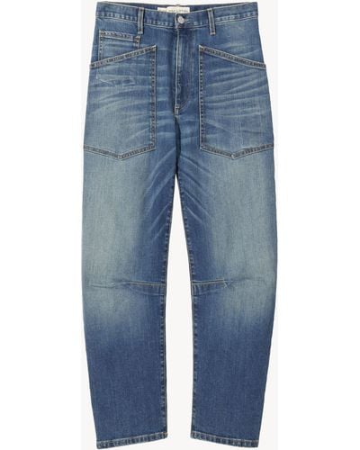 Nili Lotan Shon High-Rise Tapered Jeans - Blue