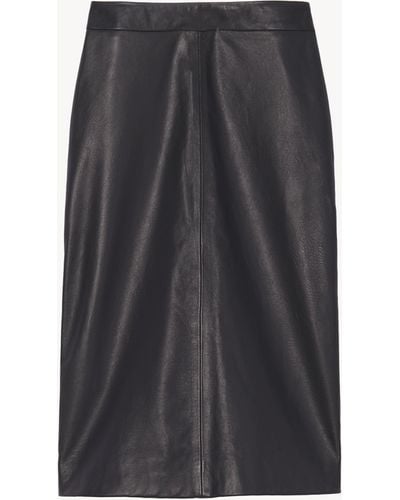 Nili Lotan Lianna Leather Skirt - Gray