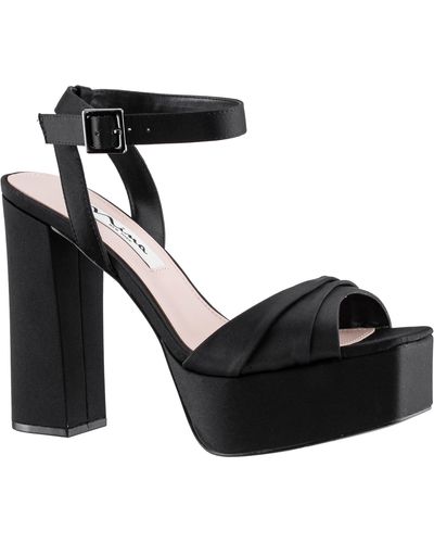 Nina Dorcas-black Satin Block-heel Stiletto Platform Dress Sandal