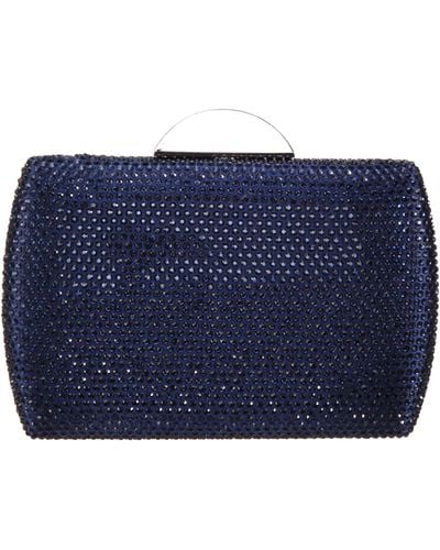 Nina Pacey-navy Allover Crystal Minaudiere - Blue