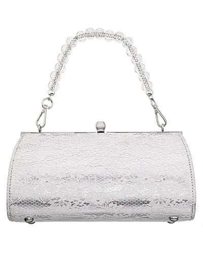 Nina Audra-white vintage Style Satchel With Crystal/lucite Handle