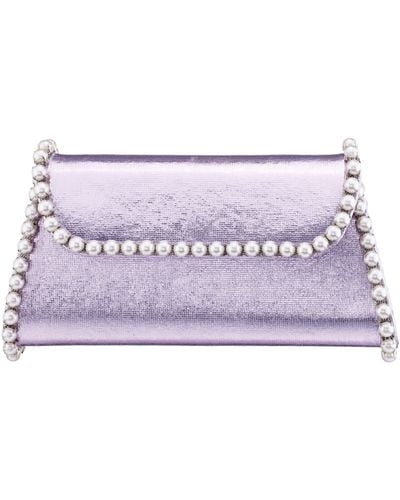 Nina Cora-royal Lilac pearl Trim Trapezoid Flap Bag - Purple