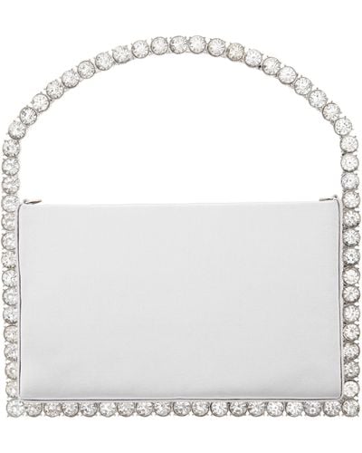 Nina Sugar-silver satin/crystal Frame Bag - White