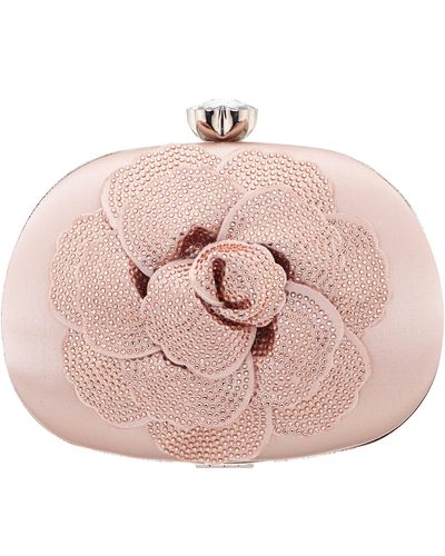 Nina Flores-pearl Rose crystal Embellished Flower Minaudiere - Pink