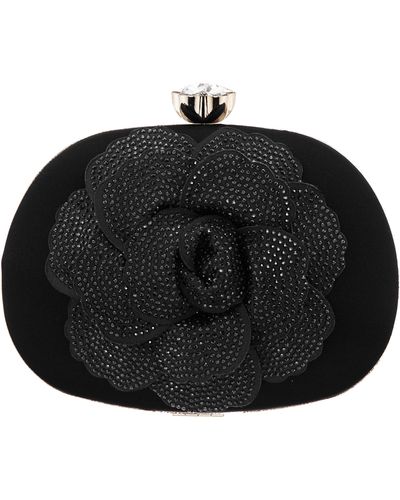 Nina Flores-black crystal Embellished Flower Minaudiere