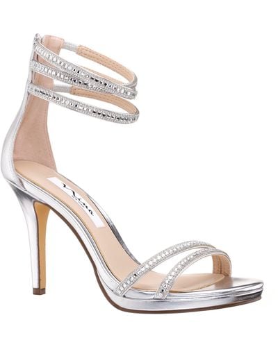 Nina Rikki-women's Silver Metallic Foil High-heel Platform Sandals