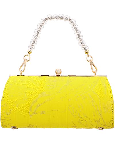 Nina Audra-sunshine Yellow vintage Style Satchel With Crystal/lucite Handle