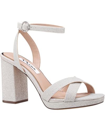 Nina Shelia-women's Silver Textured Metallic High-heel Block Sandal