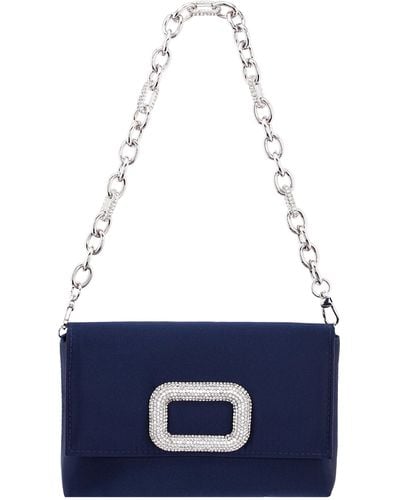 Nina Jenny-new Navy Shoulder Bag With Crystal Ornament And Strap - Blue