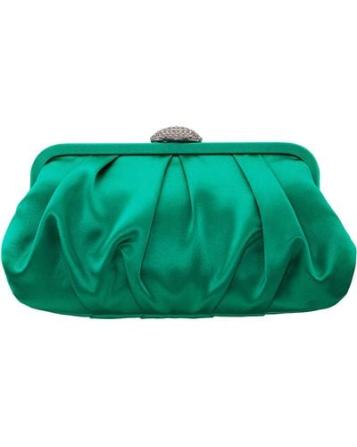 Nina Concord-oasis Pleated Frame Clutch With Crystal Clasp - Green