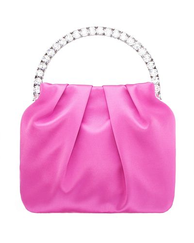 Nina Daphne-ultra Pink Crystal Handle Satin Pouch Bag