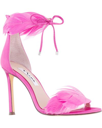 Nina Dianne-ultra Pink Satin Feather Back-zip Stiletto Dress Sandal