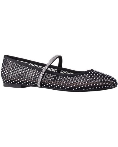 Nina PEGGY-Women's Black Mesh With Rhinestone Ballerina Flat