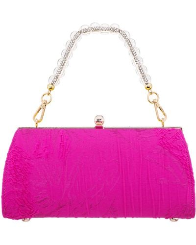 Nina Audra-parfait Pink vintage Style Satchel With Crystal/lucite Handle - Purple